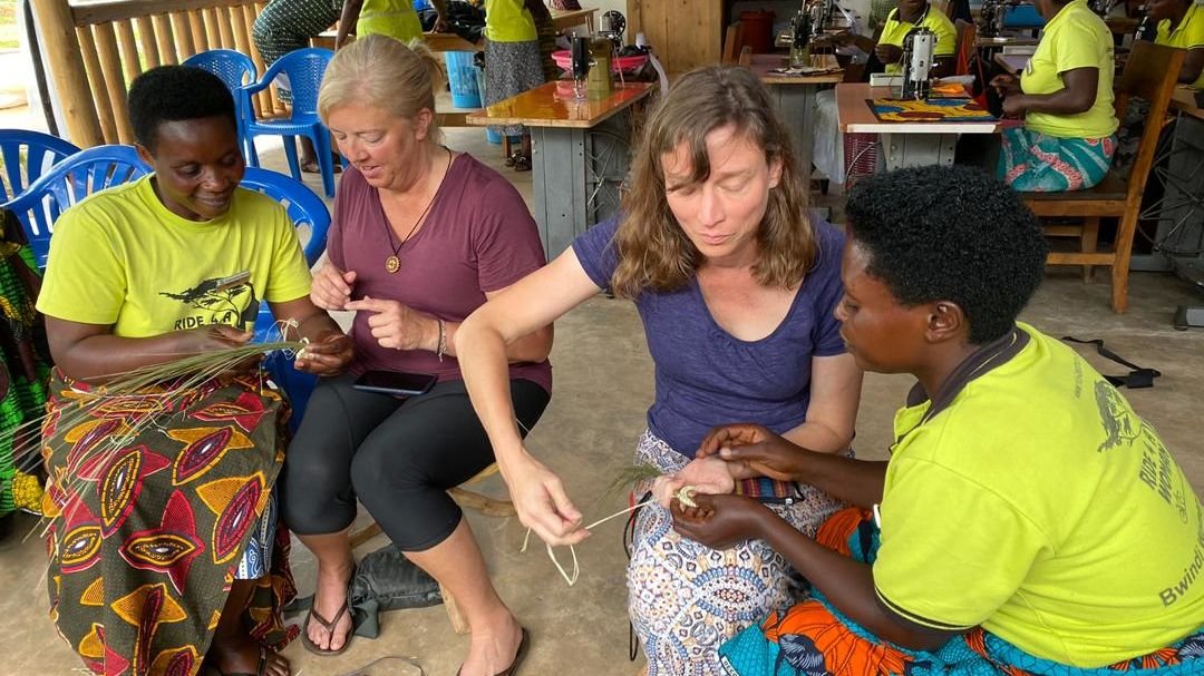 Ride for A Women Basket weaving at Bwindi