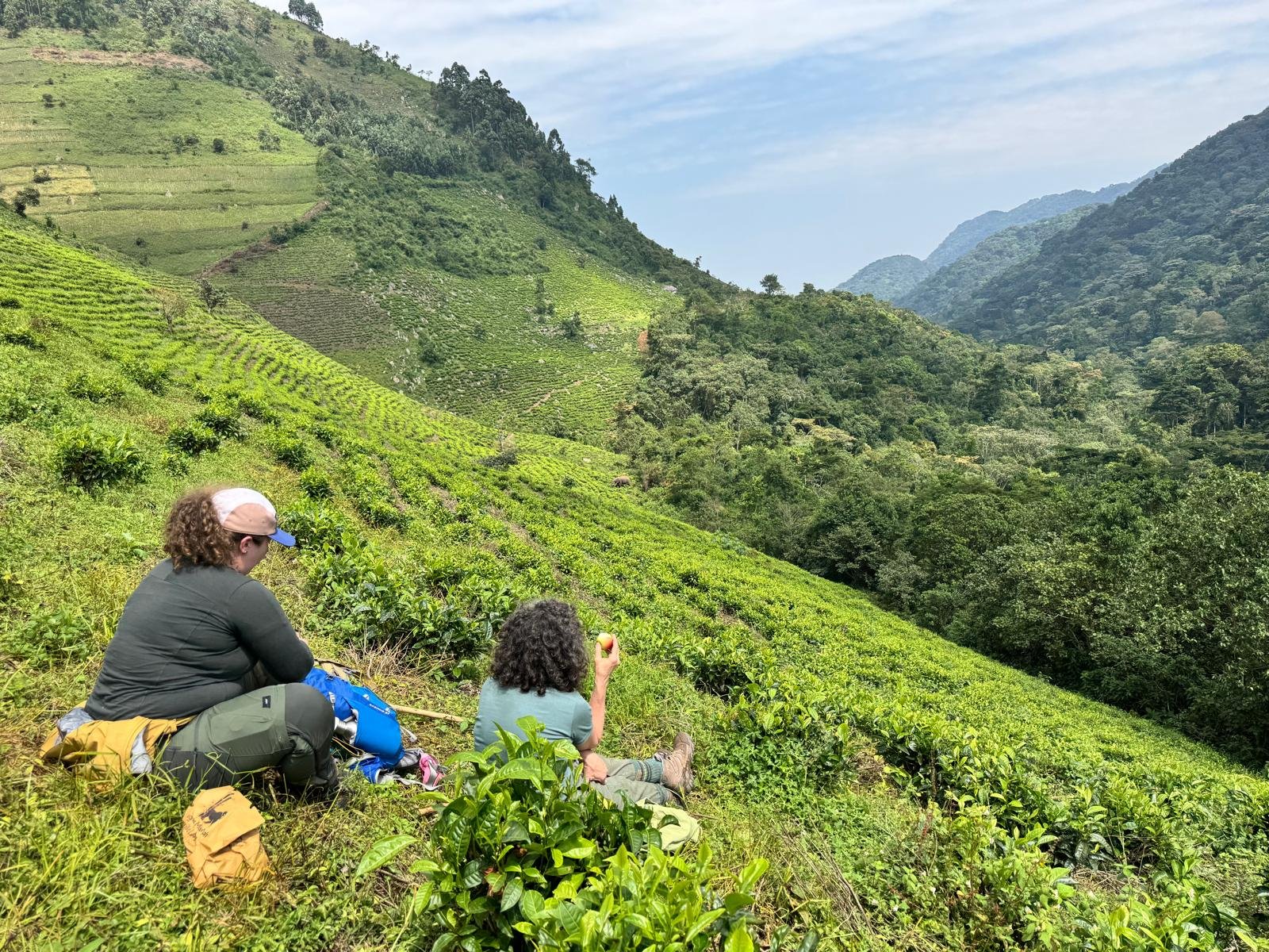 Adventure honeymoon Bwindi: Two ladies taking in the breathtaking forest views from their private space